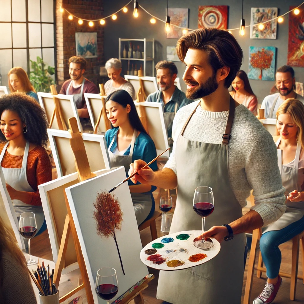 Artist teaching a class